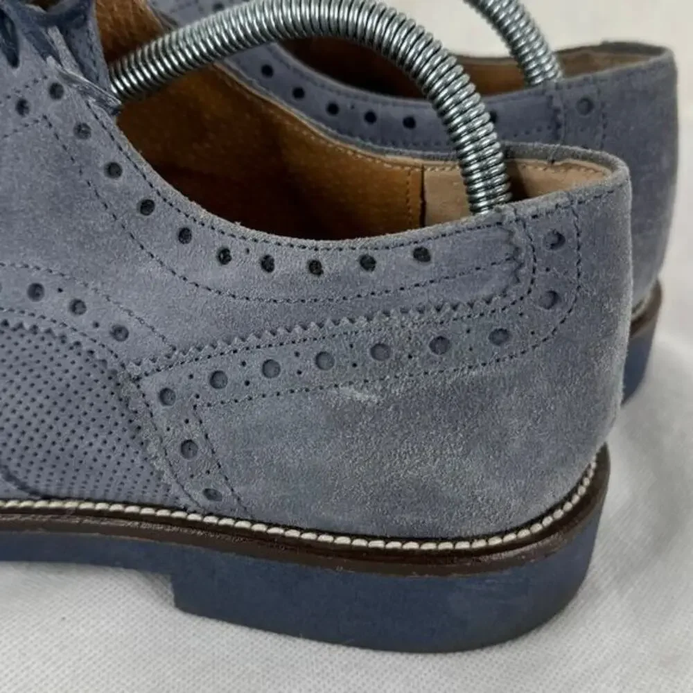 S.F Esseffe Made in Italy Suede Wingtip Derby Blue Gray‎ Loafers Size 42